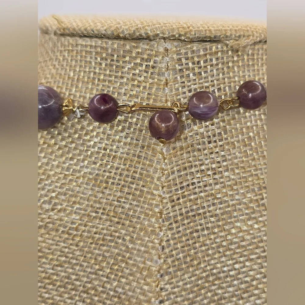 Hong Kong Marbled Purple Chunky Acrylic Necklace